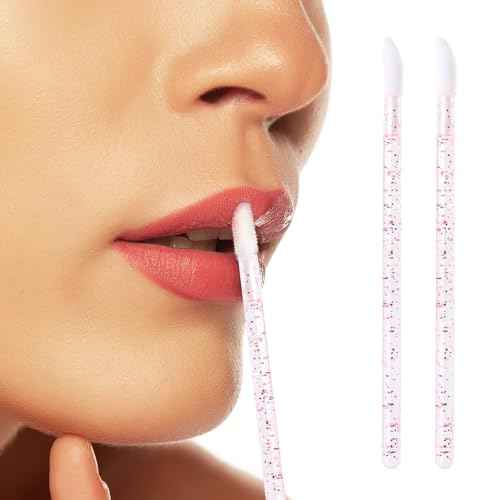 Tbestmax 200 Lip Applicators Disposable Lip Brushes Crystal Lipstick Lip Gloss Wands, Pink