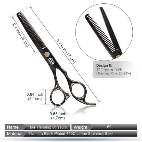 CIICII Hair Cutting Scissors Shears Kit, Professional Barber Haircut Scissors Set (6.7 Inch Hair Beard Hairdressing Trimming Haircutting Thinning Shears) for Men Women Hairdresser Home Salon (Black)