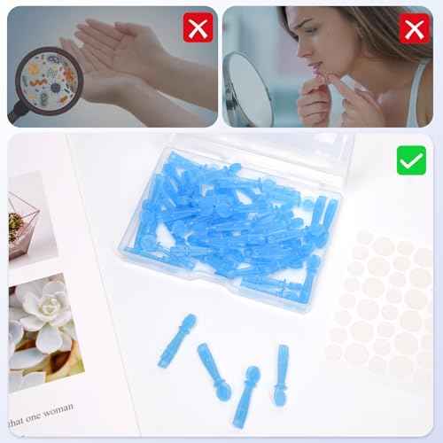50 Pack Disposable Acne Pimple Popper Needles and 72 Dots Pimple Stickers, for Whitehead Acne Closed Mouth Needle (50 Pack)