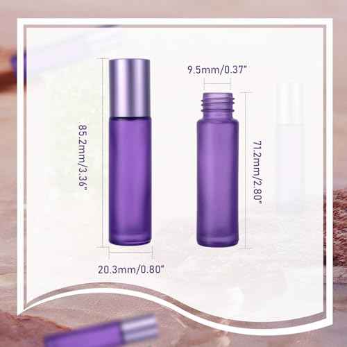 Kesell 10-Pack 10ml Glass Roller Bottles for Essential Oils - Travel- (3.34x0.78inch), Stainless Steel Roll-On Balls, Leak-Proof Caps - Refillable Perfume, Aromatherapy Bottles