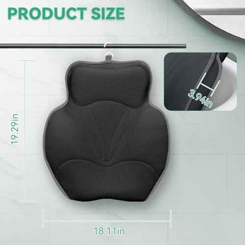 Bath Pillows for Tub - Luxury Bathtub Pillow Neck, Head, Back Support, Soft 4D Mesh Fabric and Non-Slip Suction Cups & Quick Dry, Comfort Fits All Tubs, Relaxation Spa Gift, Grey