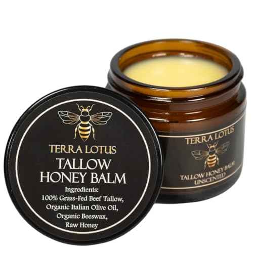Organic Grass-Fed Beef Tallow Balm with Raw Honey - Moisturizing Cream for Soft, Smooth Skin - Handmade All-Natural Moisturizer (2 Oz, Unscented)