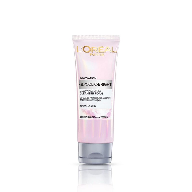L'Oreal Paris Glycolic Bright Daily Foaming Facial Cleanser, 50ml |Daily Glowing Face Wash for Dull Skin