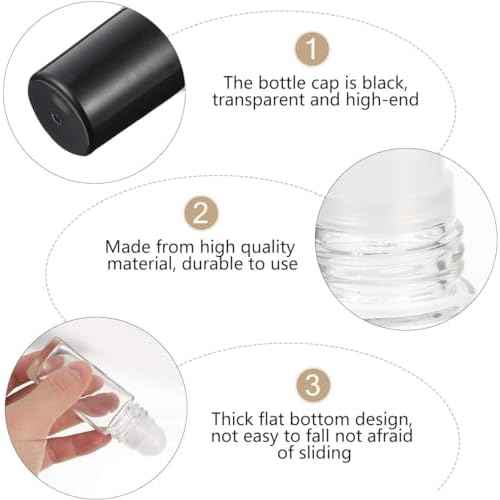 2Pcs Black Clear Empty Glass Essential Oil Roller Bottles Vials Containers Refillable Roll-on Bottles with Refillable Containers Tools and Accessories (30ML)