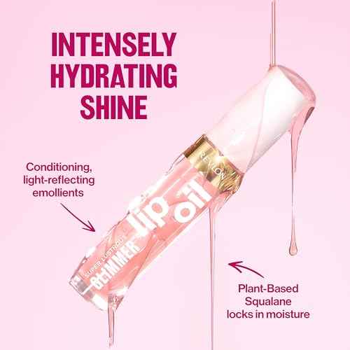 REVLON Super Lustrous Glimmer Lip Oil, Moisturizing & Tinted, Shiny Finish, Made with Plant-Based Squalane, 008 Just Toasty, 0.13 fl oz