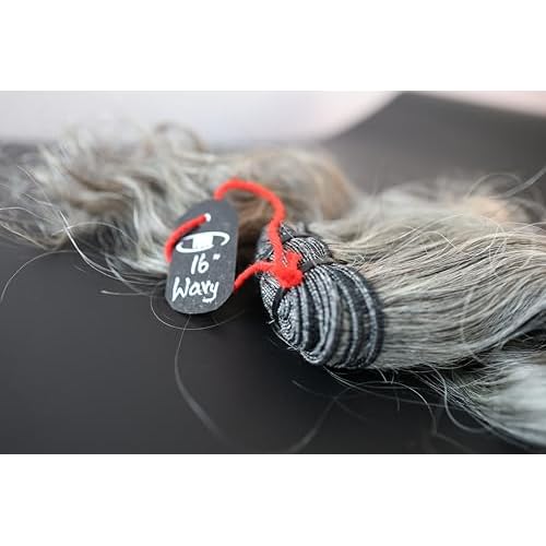 Salt & Pepper Wavy Natural Gray Indian Raw Hair Extension (16" Wavy One Bundle)