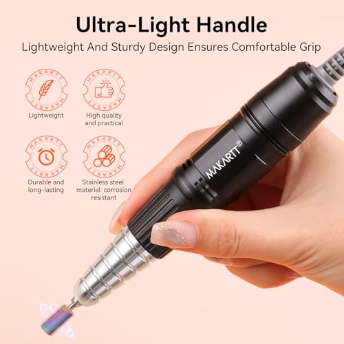 Makartt Nail Drill Handpiece for Up200 Machine:Professional Electric File Remove Gel Polish Poly Nail Gel Black B-05 Removing for Removing Acrylic Nail Polish Acrylic Nail Tools Black