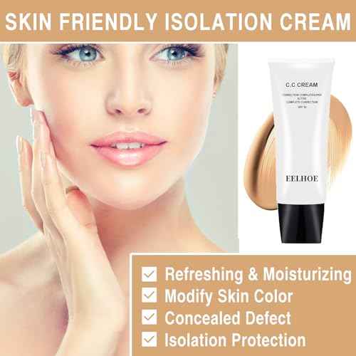 Skin Tone Adjusting CC Cream Spf 50, Colour Correcting Self Adjusting for Mature Skin, Moisturizing Skin, Primer, Concealer, Brightening Skin Tone£¨2Pcs Natural Color£©