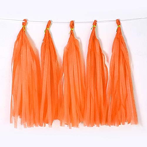 9.8in Orange Tissue Paper Tassel DIY Hanging Paper Decorations Party Garland for Parties, Weddings, Festivals, Baby Showers - 20PCS (25CM)