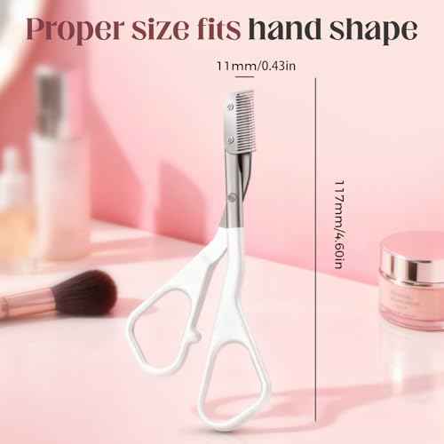 Eyebrow Trimmer Scissor, 2-in-1 Professional Eyebrow Scissors with Comb, Portable Razor for Home Use, Removal Shaping Tool for Women (White)