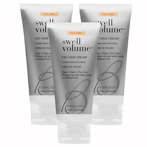 Brocato Swell Volume Hair Cream, 3 Pack, 6 Oz: Volumizing & Thickening Cream for Men & Women | Heat Activated Fat Hair Volumizer Cream Shapes & Adds Thickness to Thin Hair | Clay Formulated