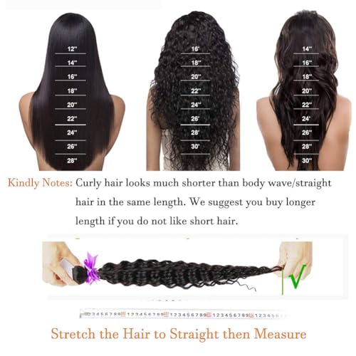 Water Wave Human Hair Bundles Brazilian Remy Water Wave 10A Curly Human Hair 3 Bundles Unprocessed Human Hair Extension Double Weft Natural Color for Black Women 18 20 22inch