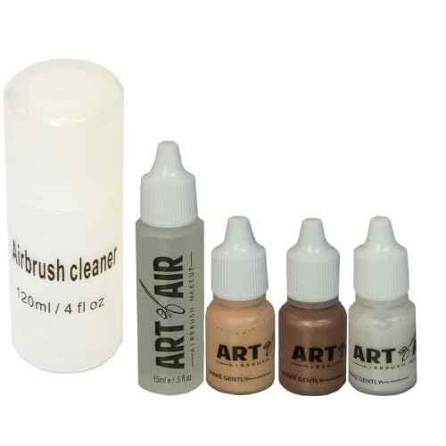 DARK Complexion Professional Airbrush Cosmetic Makeup System / 4pc Foundation Set with Blush, Bronzer, Shimmer and Primer Makeup Airbrush Kit