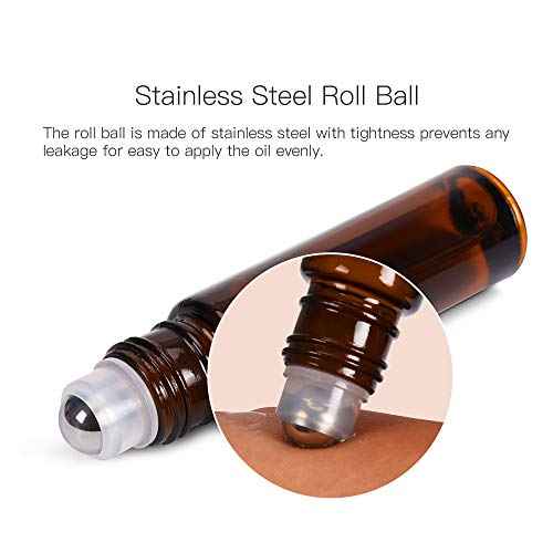 ULG 4/8/12-Pack Essential Oil Roller Bottles 10ml, Empty Bottles with Stainless Steel Roller Balls and Waterproof Labels, Roller Balls For Essential Oils