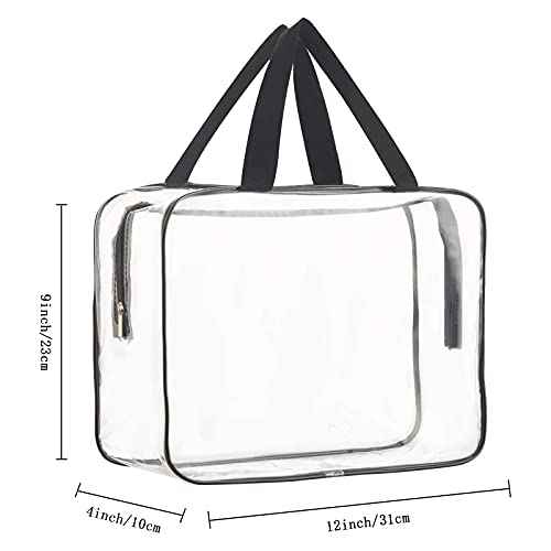 HAOGUAGUA 2-Piece Large Clear Makeup Cosmetic Organizer Bag, Plastic Tote Bags, Waterproof Transparent Handbag Purse