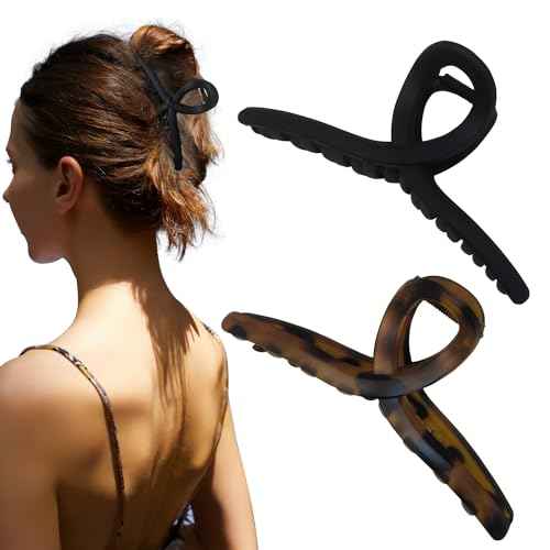 5 Inch Extra Large Claw Clips, 13 cm No Slip Matte Jumbo XL Hair Clips for Thick Long Curly Hair, Big Hair Claw Clips, 2 Pack
