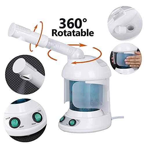 SUPER DEAL Hair Steamer PRO 3 in 1 Multifunction Ozone Facial Steamer with Bonnet Hood Attachment, Hair Therapy & Face Steamer for Personal Care Use at Home or Salon