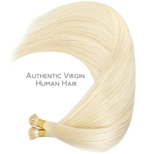 WENNALIFE I Tip Hair Extensions Real Human Hair, 100g 200s 14 Inch Platinum Blonde Remy Itip Human Hair Extensions Invisible Itips Straight I Tips Cold Fusion Extensions