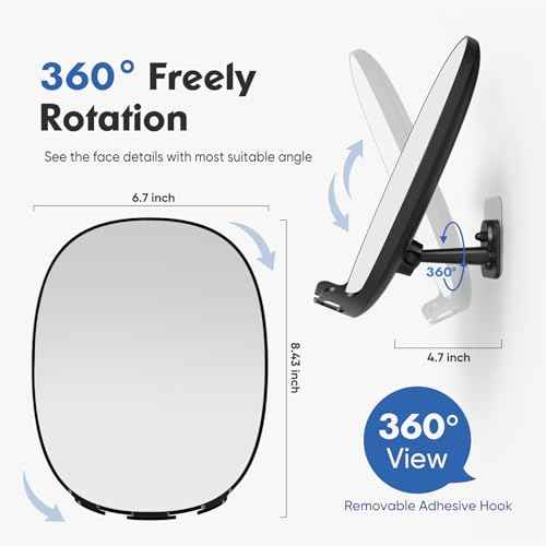 COSMIRROR Shower Mirror Fogless for Shaving with Updated Adhesive, 360¡Æ Rotation, Two Razor Holders No-Drilling Fogless Mirror for Shower, Shatterproof & Waterproof Bathroom Shaving Mirror Black