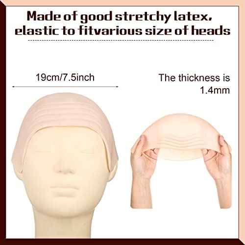Syhood 2 Pieces Halloween Bald Cap Makeup Latex Bald Head Wig Caps Cosplay Costume for Adults