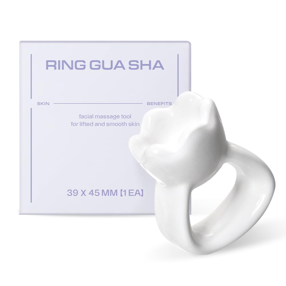 HAUA Ring Gua Sha, Korean facial tools, Premium Natural Ceramic, Massager, Multi-use Face & Body, Valentine's Day Gifts for Woman | 2oz