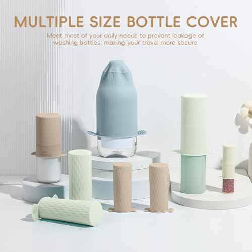 Bottle Covers for Travel, Leak Proof Elastic Sleeves, Travel Size Container Covers, Holiday Essentials for Women, Multiple Sizes Cover Suit for Various liquids Toiletries Bottles (8pcs)