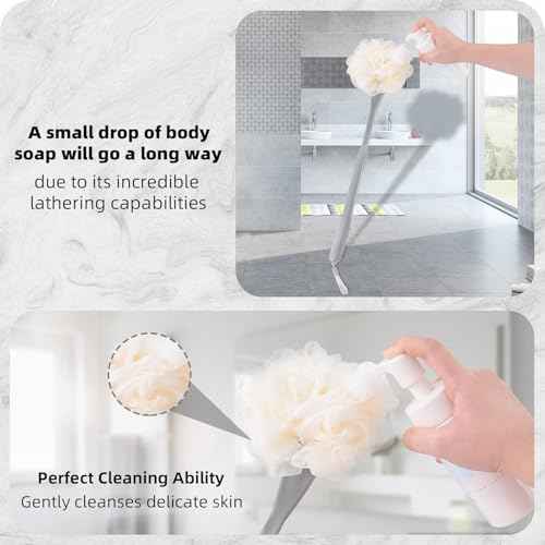 Loofah on a Stick, 20.5¡± Shower Sponge Loofah Back Scrubber, Exfoliation and Improved Skin Health, Back Loofah for Shower for Men Women