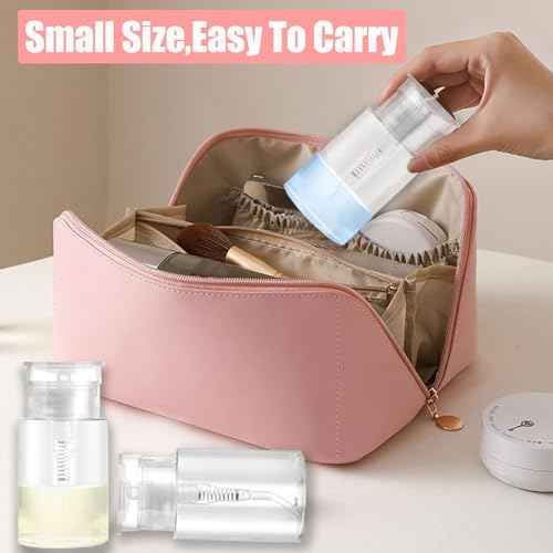 3 Pack Push Down Pump Dispenser, Empty Push Top Bottles Containers for Nail Polish Makeup Remover Micellar Water Essence Dish Facial Toner 2oz/60ML