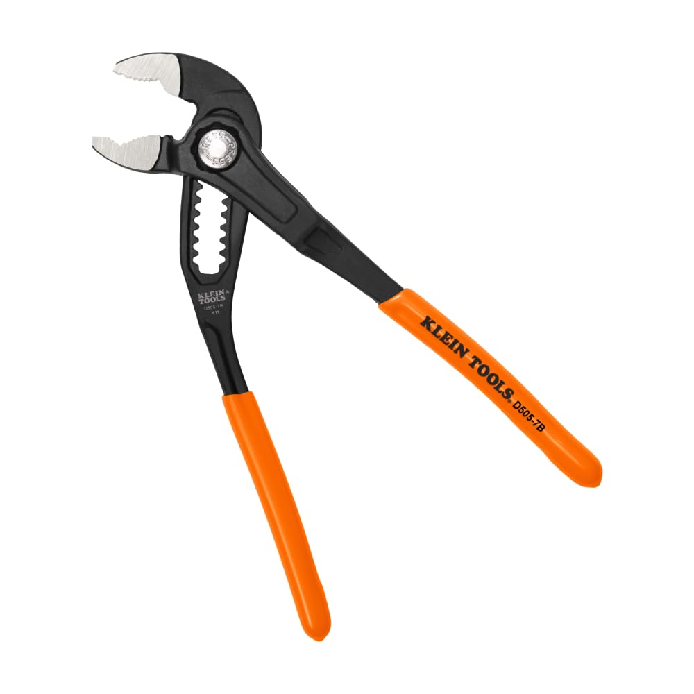 Klein Tools D5057B 7-Inch Adjustable Pliers, Quick-Adjust Klaw Pump Pliers, Compact Design with V-Jaw and Hardened Teeth for Maximum Torque