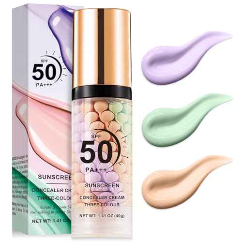 3 in 1 Color Correcting Serum, SPF Primer for Face Before Makeup, Sunscreen One Step Color Corector Primer,SPF 50 PA+++ Isolation Cream,Color Correcting Facial Serum Oil Control & Moisturizing
