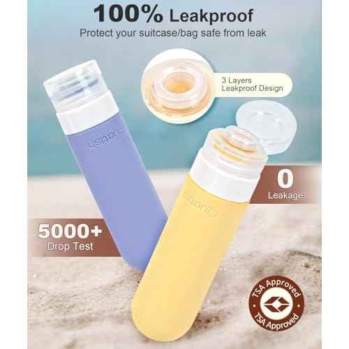 Quatish Travel Bottles for Toiletries 6 Pack, Original Patented Leakproof 3 oz Tsa Approved Travel Size Containers, BPA Free Silicone Shampoo and Conditioner Bottles, Camping Essentials