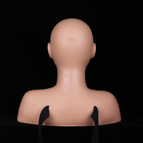Multifunction Massage Makeup Practice Mannequin Head Model Wig Hat Display Soft Touch Silicone Practice Head for Beauty Salon Equipped with Shoulder Massage Head with Fixing Strap (Chocolate)