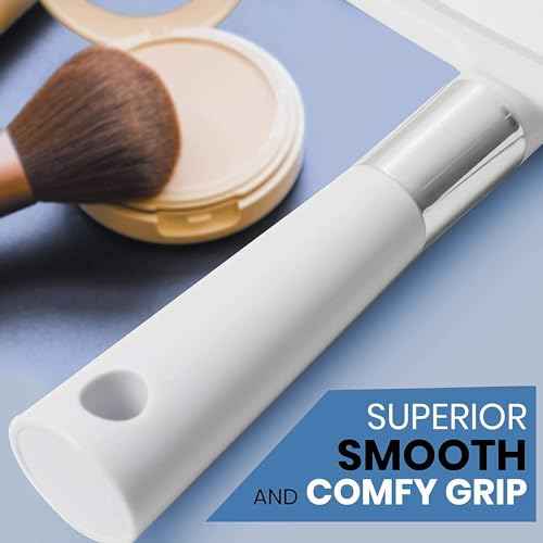 MIRRORVANA Large Hand Held Mirror with Comfy Handle for Women and Men - Personal Barber Haircut Mirror to See Back of Head - Espejo de Mano - 9" x 13" (White)