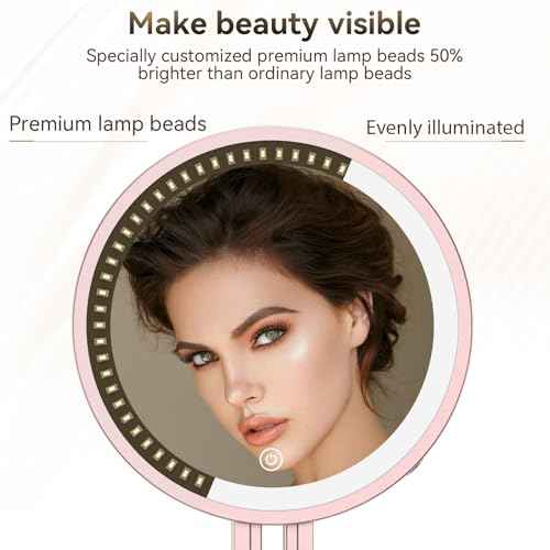 Travel Makeup Mirror with Lights,3000mAh Rechargeable 1X/20X Magnifying Mirror with Light, 7" Portable Lighted Beauty Mirror, Make Up Mirrors with 3 Light Colors, Dimmable Tabletop Handhold Hanging-G