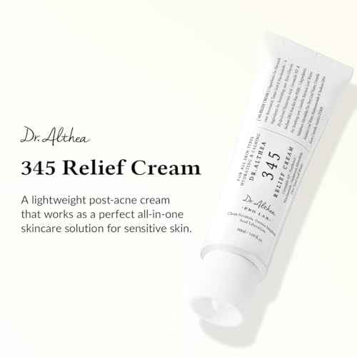 Dr.Althea 345 Relief Cream | Moisturizer for Soothing Recovery and Blemish Care with Tea Tree Leaf Water & Niacinamide | Korean Vegan Skin Care for All Skin Types, 1.69 Fl Oz (Ver.2 - Pack of 1)