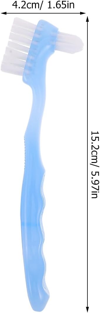 SOIMISS 4pcs Portable Denture Brush for Adults - Travel Size Dual-Ended Cleaning Brushes with Soft Bristles - Compact Dental Care Accessories for Retainer and False Teeth