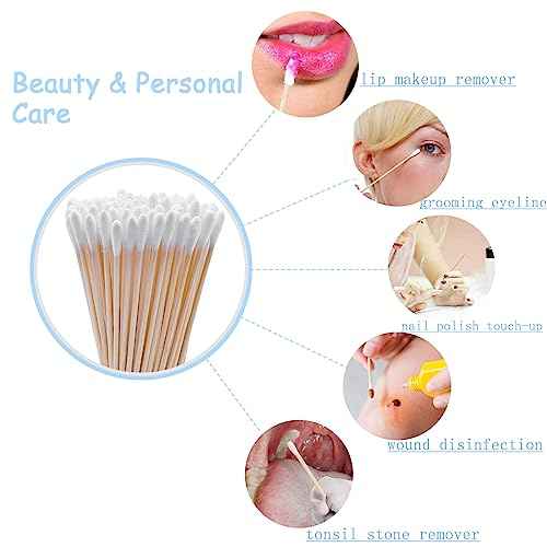 Eyxformula 500 PCS 6 Inch Long Cotton Swabs with Upgraded Sturdy Bamboo Sticks ? Lint-Free & Sufficient Cotton Tipped Applicators for Dog Ear Cleaning, Gun Maintenance, Makeup, Pet Care, Art & Crafts