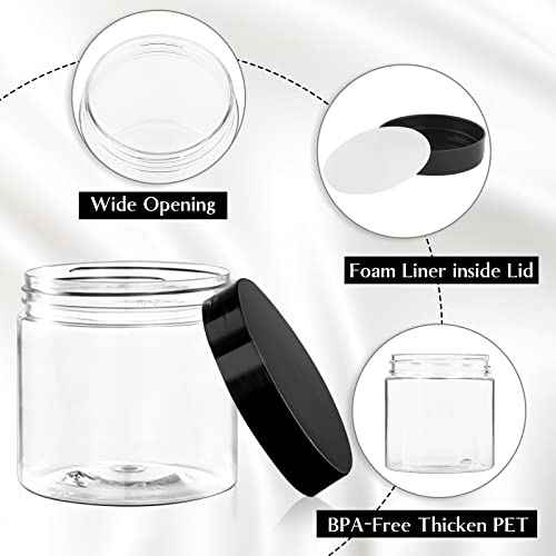 TUZAZO 4 Oz Plastic Container Jars with Lids and Labels BPA Free, Empty Round Clear Cosmetic Slime Jars for Lotion, Cream, Ointments, Body Butter, Makeup, Travel Storage (12 Pack)
