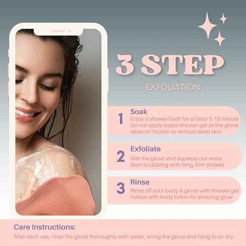 Deluxe Exfoliating Glove for Bath & Shower, Deep Cleansing Body Bath Mitt for Body Scrub, Removes Dead Skin & Improve Skin Glow (Pink - Pack of 1)