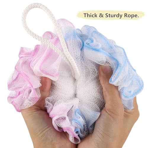 BTYMS 4 Pieces Shower Loofahs Bath Sponges 60g Bath Scrunchies Mesh Pouf Exfoliating Loofa for Body Washing
