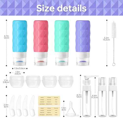 20 Pack Travel Bottles Set,Leak Proof TSA Approved Travel Size Containers, Silicone Squeezable Travel Essentials Jar Accessories for Conditioner, Shampoo, Lotion & Body Wash Accessories (Warm Color)