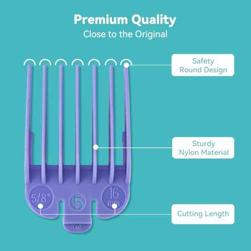 10 Professional Hair Clipper Guards Cutting Guides Compatible with Most Wahl Clippers with Organizer, Color Coded Clipper Combs Replacement - 1/16" to 1"
