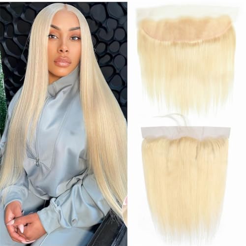 Brazilian 613 13x4 Lace Frontal Straight Honey Blonde 100% Unprocessed Human Virgin Hair Russian Blonde Ear To Ear Front Pre-Plucked Hairline Closure With Baby Hair (613 straight frontal, 18inch)