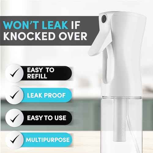 Hula Home Spray Bottle for Hair (10.1oz/300ml) - Powered by Flairosol¢ç Spray Technology - Continuous Ultra Fine Mist Sprayer ? For Hairstyling, Cleaning, Salons, Plants, Essential Oil & More - White