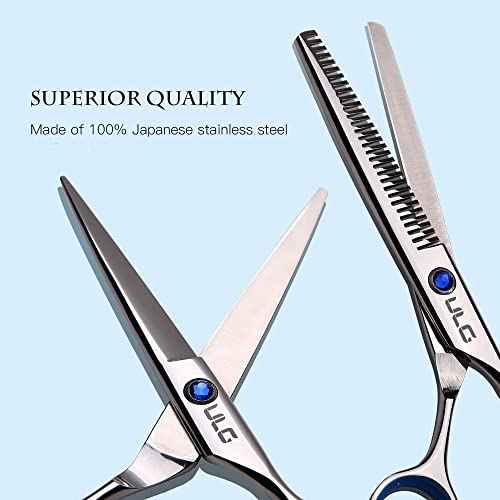 Hair Cutting Scissors Thinning Shears Kit ULG Professional Barber Hairdressing Texturizing Salon Razor Edge Scissor Japanese Stainless Steel 6.5 inch