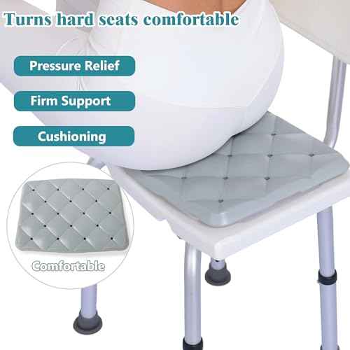 Waterproof Shower Cushion Seat Pad for Bath Bench, Chair, Bathtub, or Walk-in Tub, Non-Slip Foam Bath Seat with Drain Holes, Tailbone Relief Comfort & Support for Seniors, Elderly, Bariatric Chair