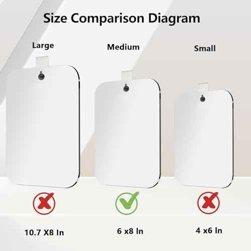 Shatterproof Shower Mirror Fogless for Shaving with Hook (Medium 8x6 inch)40% Cheaper Than the Original,Unbreakable Deluxe Plexiglass Makeup Mirror,Bathroom Wall Hanging,Portable Handheld Camping