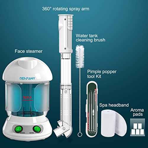 Facial Steamer - DENFANY Nano Ionic Face Steamer with Extendable 360¡Æ Rotating Arm - Portable Facial Steamer for Personal Care at Home or Salon (Blue)
