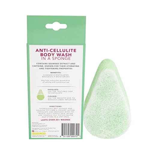Spongeables Anti-Cellulite Body Wash in a Sponge, Moisturizer and Exfoliator, 20+ Washes