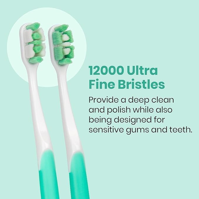 Lindo Ultrafine Toothbrush - for Sensitive Gums and Teeth, 12000+ Ultra Fine Bristles, Soft and Gentle, Deep Clean, Pack of 4